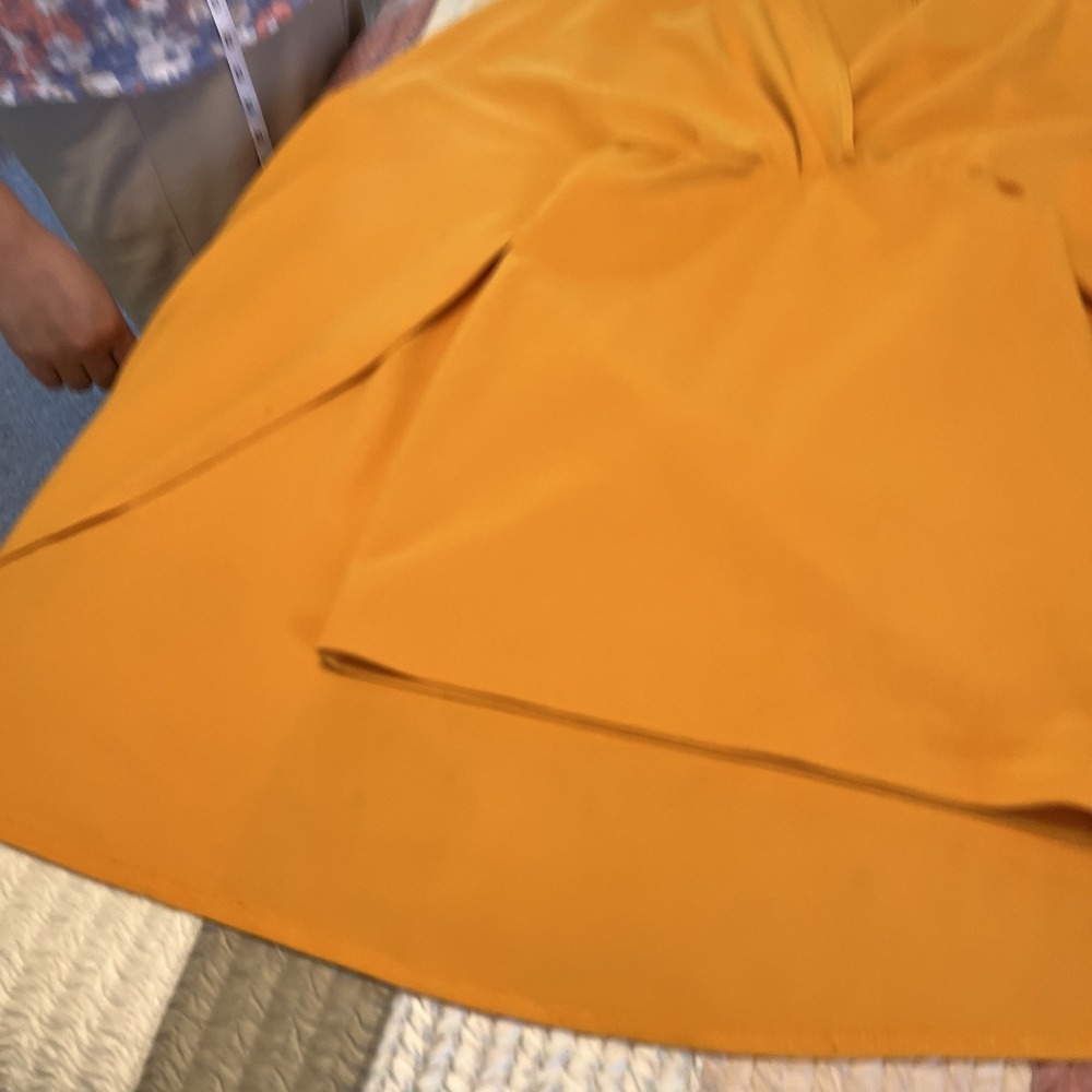 Prettylittlething Mustard Plus Plunge Split Kimono Sleeve Skater Dress size US 4